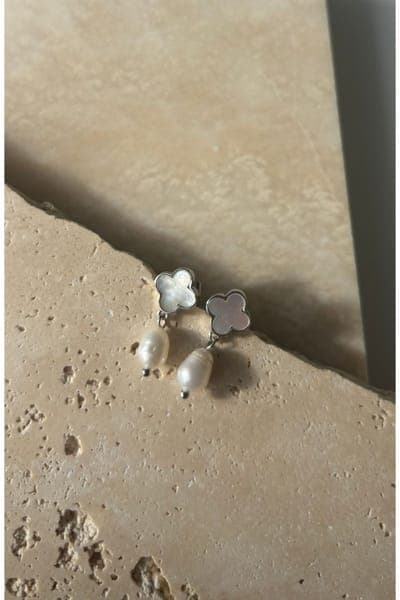 Adornia Mother-of-Pearl Clover & Faux Pearl Earrings 4
