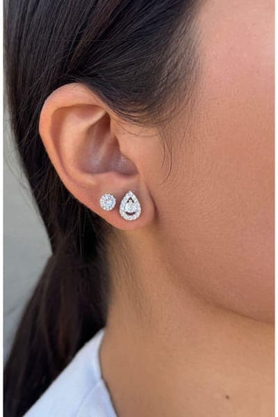 Adornia Set of 2 Halo Cubic Zirconia Stud Earrings 2