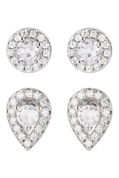 Adornia Set of 2 Halo Cubic Zirconia Stud Earrings 1