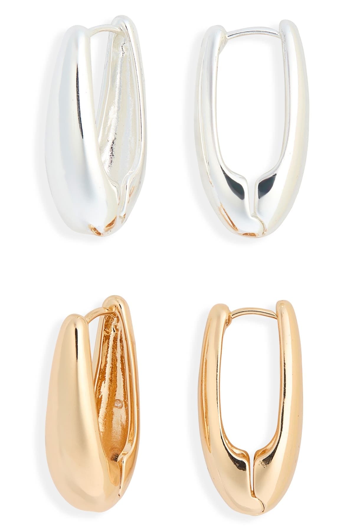 Leith Pack of 2 Elongated Hoop Earrings