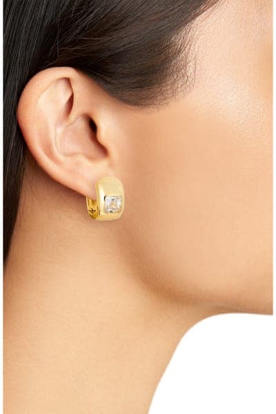 NORDSTROM RACK Cubic Zirconia Huggie Hoop Earrings 2