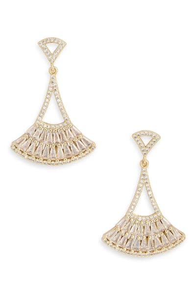 NORDSTROM RACK Cubic Zirconia Fan Drop Earrings 3