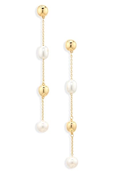 NORDSTROM RACK Faux Pearl Station Drop Earrings 1