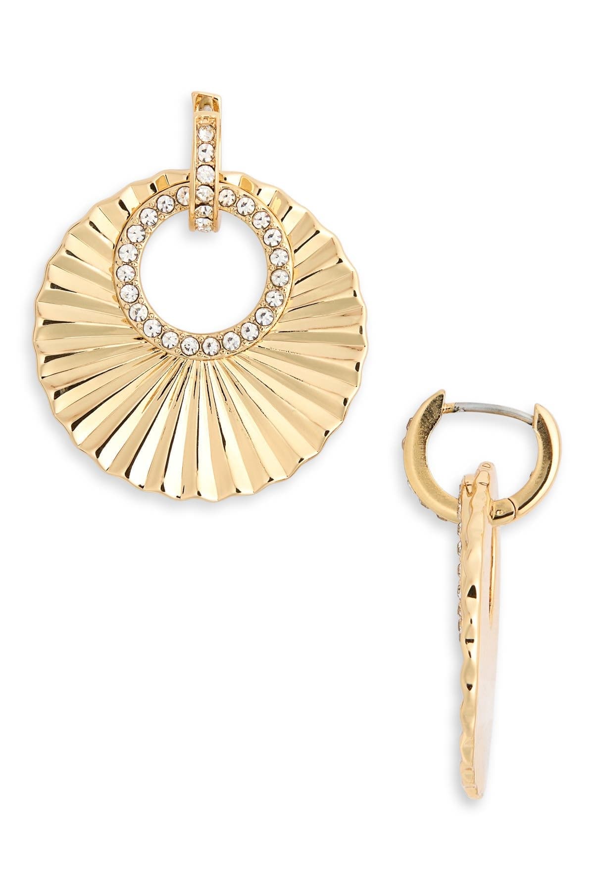 NORDSTROM RACK Cubic Zirconia Fluted Disc Drop Earrings
