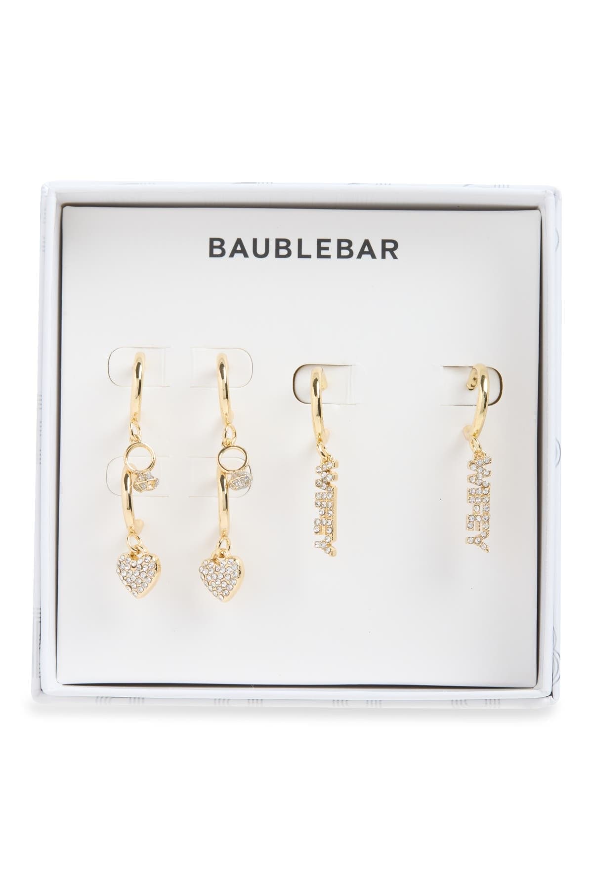 BaubleBar Wifey Material Set of 2 Huggie Hoop Earrings