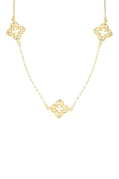 Adornia Clover Station Necklace (GOLD) 1