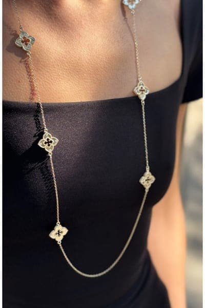 Adornia Clover Station Necklace (GOLD) 2
