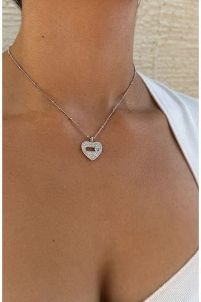 Adornia Cubic Zirconia Heart Pendant Necklace 2