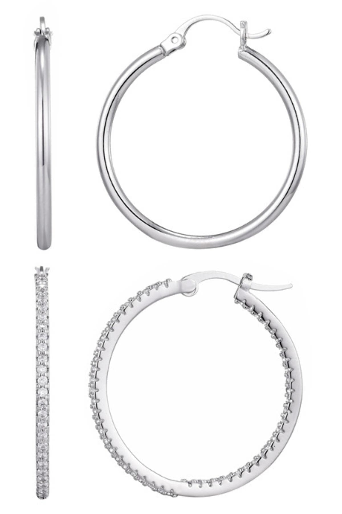 Adornia Set of 2 Assorted Infinity Hoop Earrings