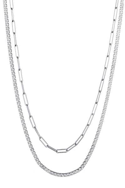 Adornia Set of 2 Paper Clip & Tennis Necklaces 1