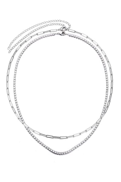 Adornia Set of 2 Paper Clip & Tennis Necklaces 2