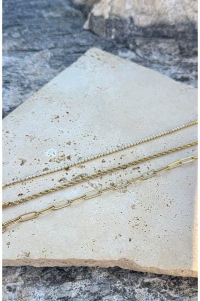 Adornia Set of 3 Paper Clip Rope Chain Bracelets 3