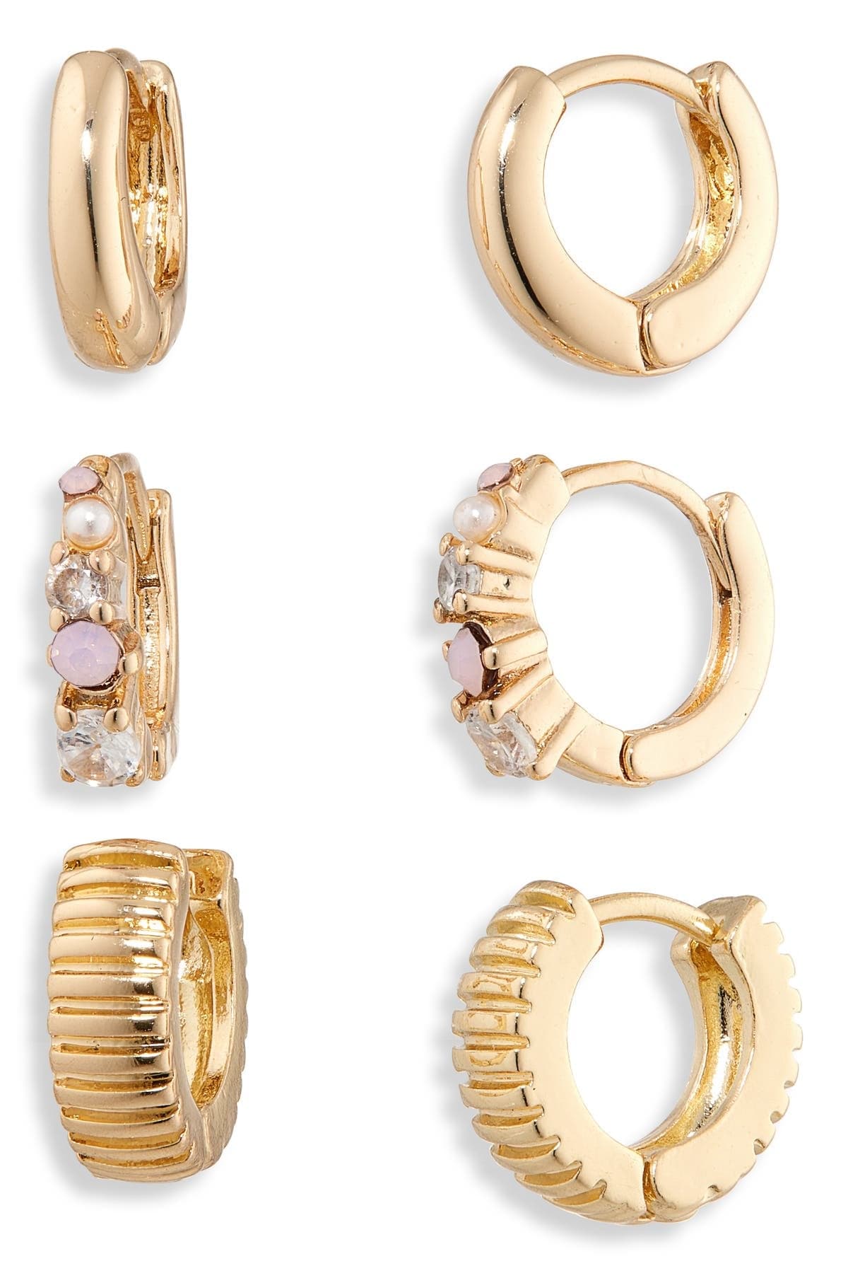 NORDSTROM RACK 3-Pack Assorted Huggie Hoop Earrings