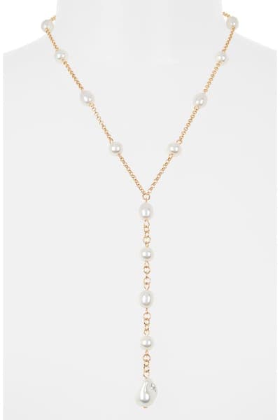 NORDSTROM RACK Faux Pearl Station Y-Necklace 2