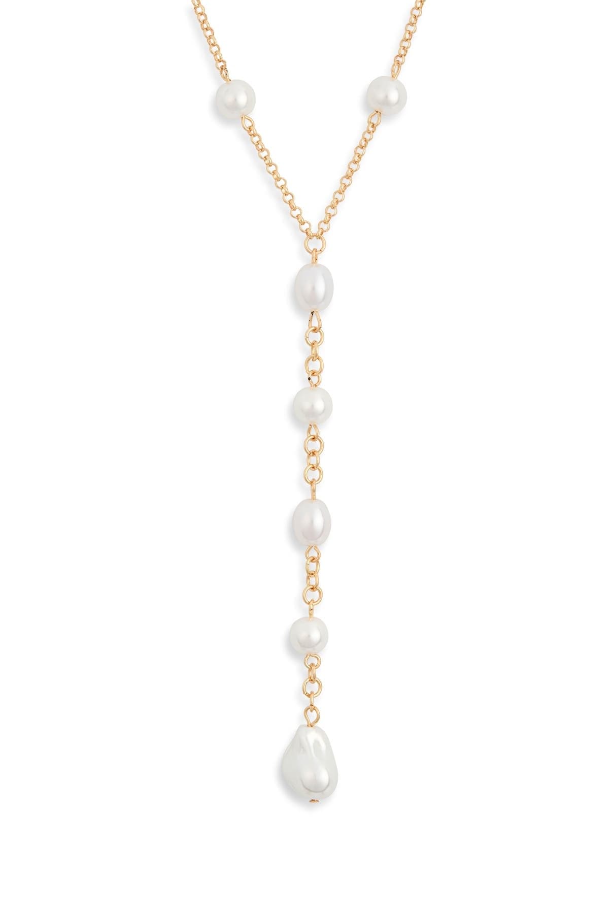 NORDSTROM RACK Faux Pearl Station Y-Necklace