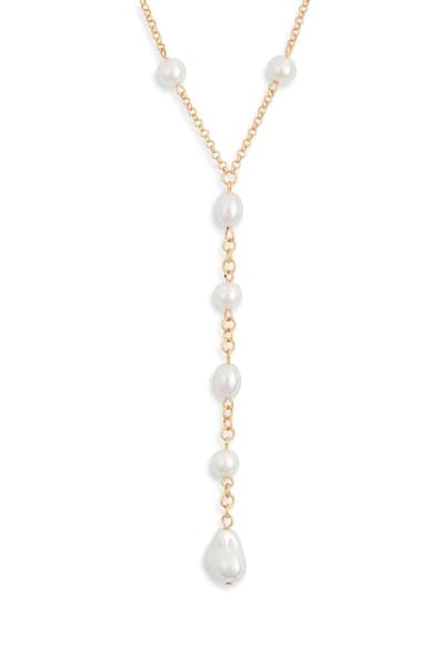 NORDSTROM RACK Faux Pearl Station Y-Necklace 1