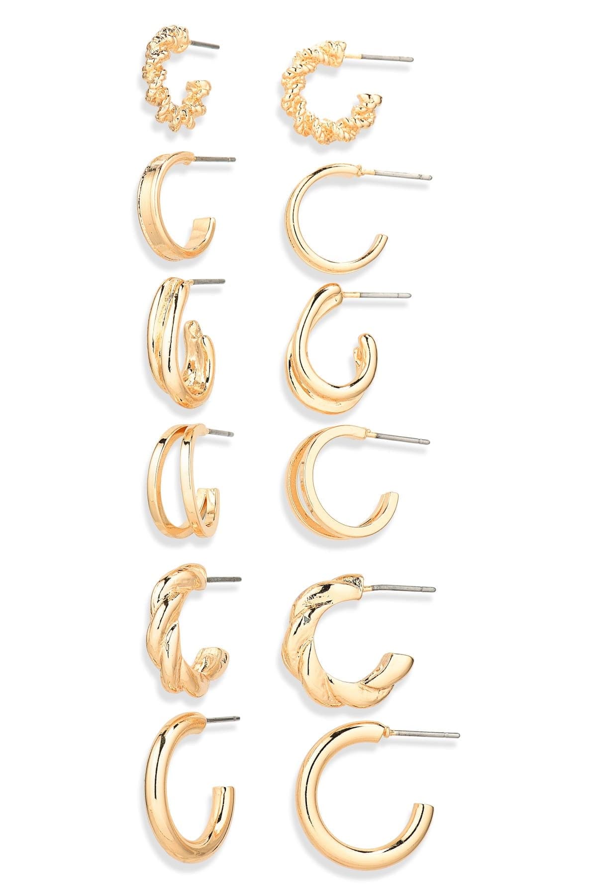 NORDSTROM RACK 6-Pair Twist Hoop Earrings Set