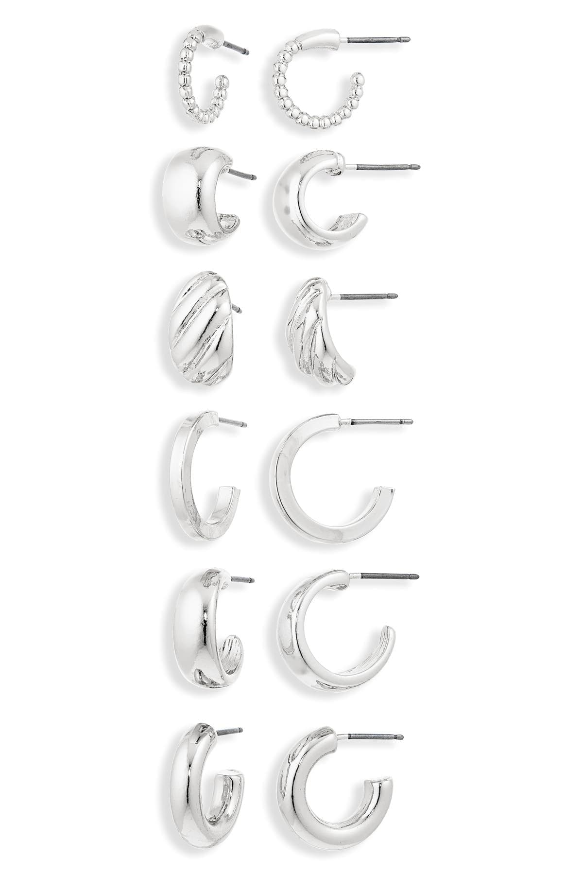 NORDSTROM RACK Set of 6 Huggie Hoop Earrings