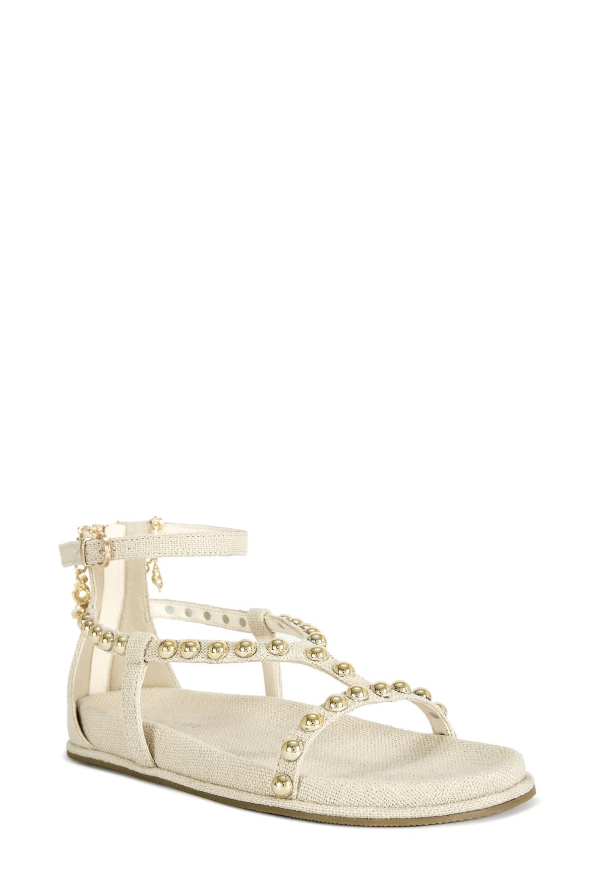 Azalea Wang Nautyca Stud Embellished Ankle Strap Sandal — Natural