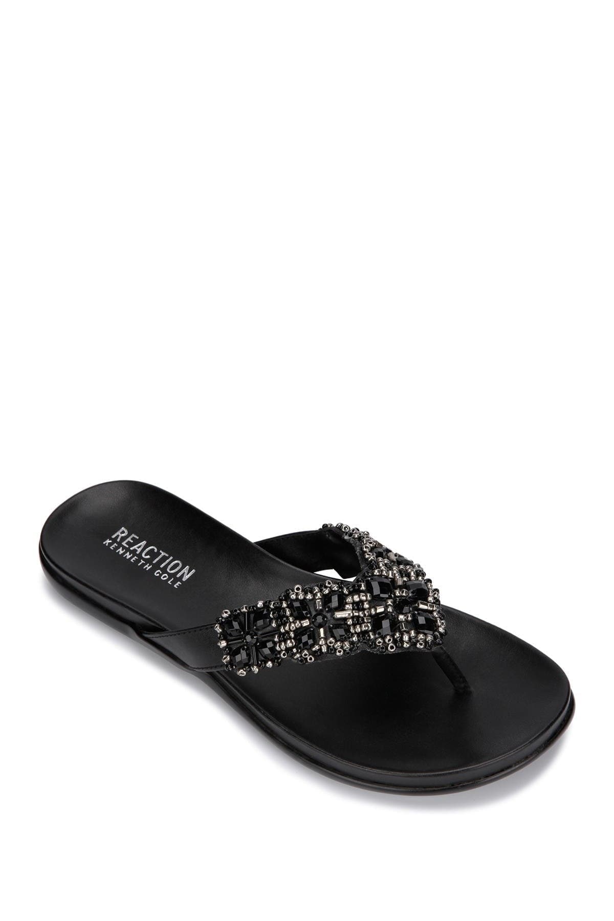 Kenneth Cole Reaction Glam Athon Embellished Thong Sandal — Black