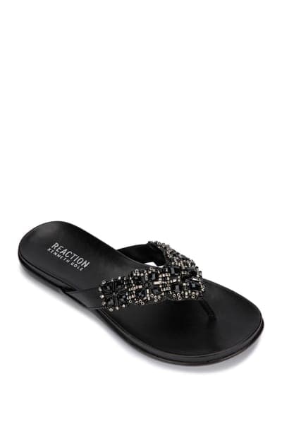 Kenneth Cole Reaction Glam Athon Embellished Thong Sandal — Black 1
