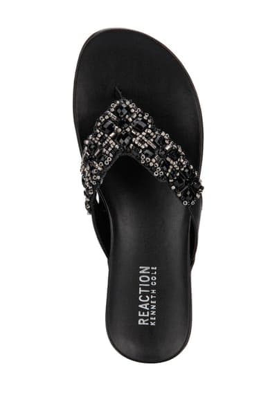 Kenneth Cole Reaction Glam Athon Embellished Thong Sandal — Black 5