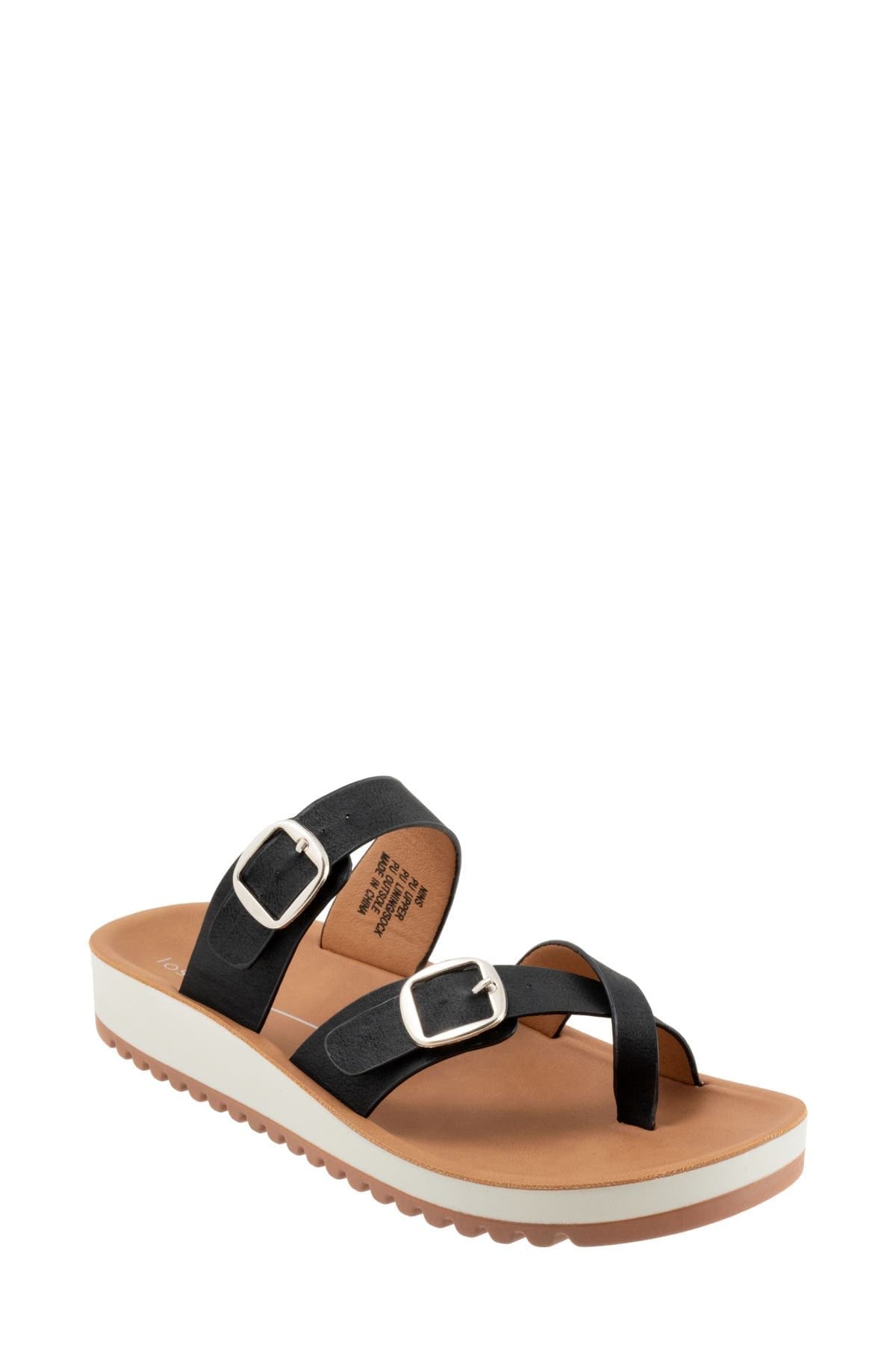 Los Cabos Nin Double Buckle Slide Sandal — Black