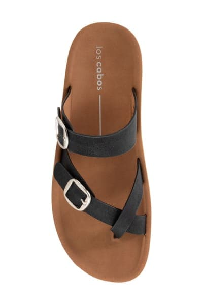 Los Cabos Nin Double Buckle Slide Sandal — Black 5