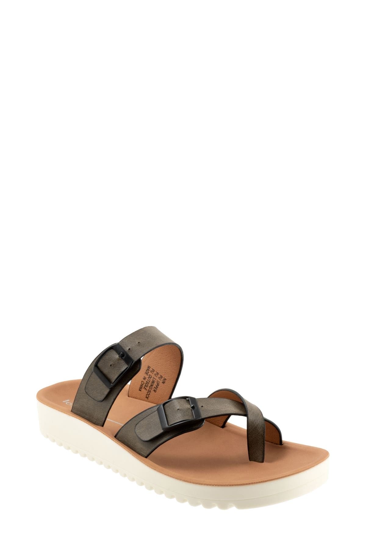 Los Cabos Nin Double Buckle Slide Sandal — Khaki