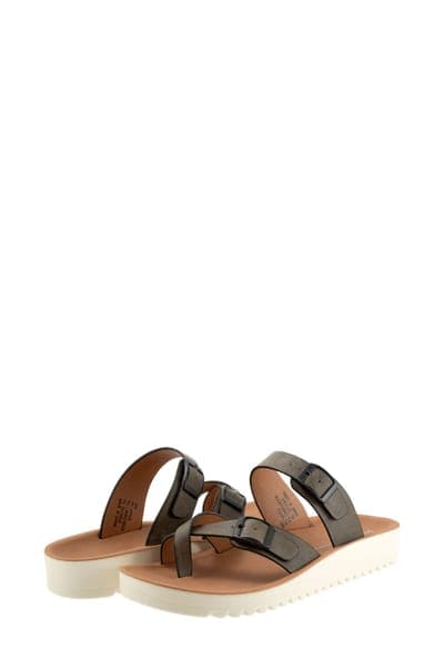Los Cabos Nin Double Buckle Slide Sandal — Khaki 9