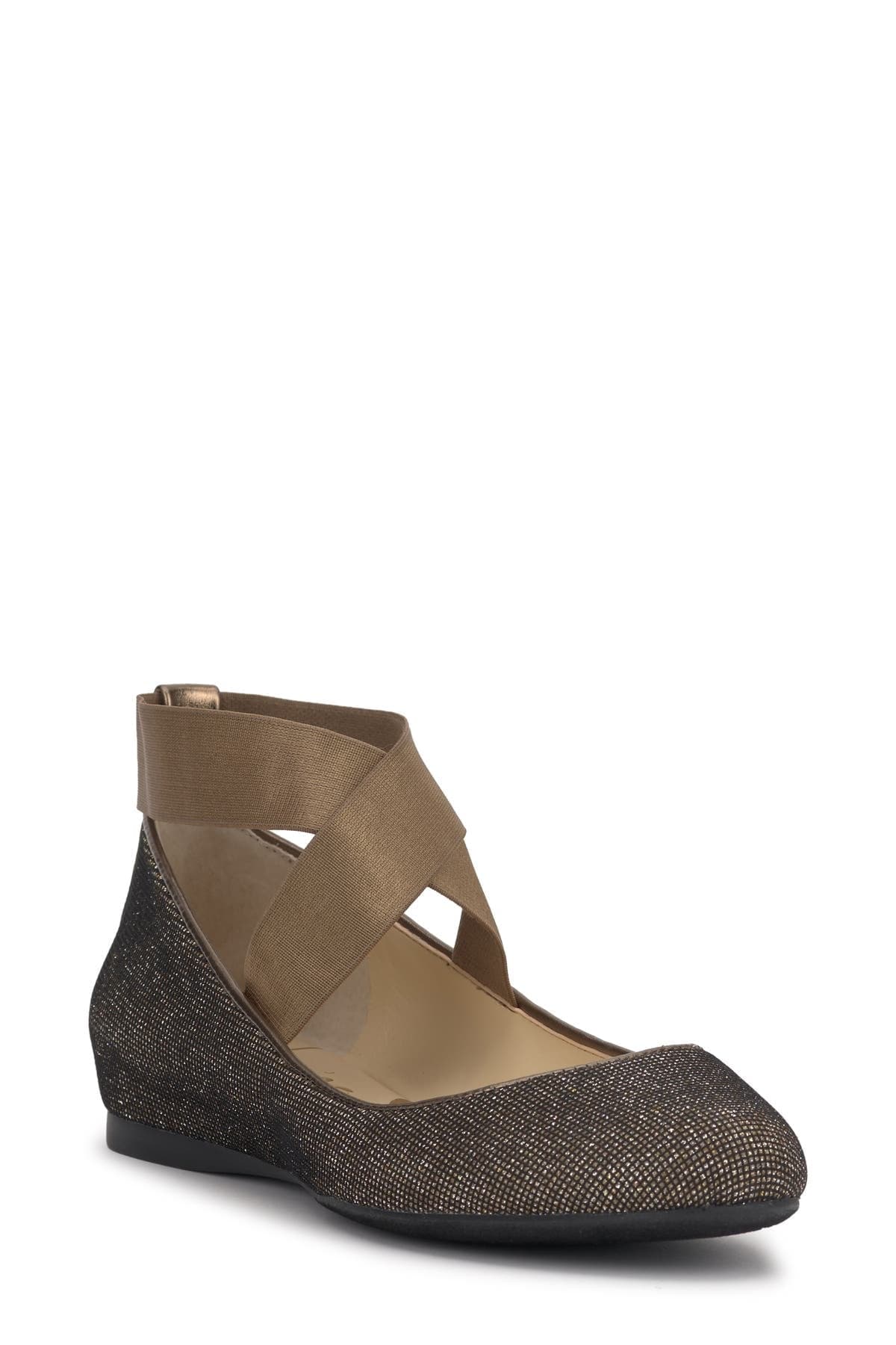 Jessica Simpson Manday Ankle Strap Ballet Flat — Bronze/Black