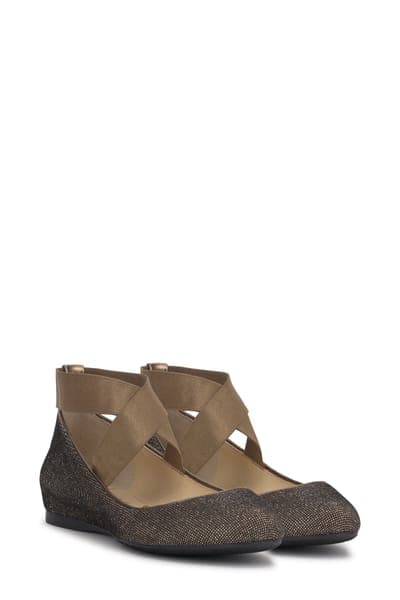Jessica Simpson Manday Ankle Strap Ballet Flat — Bronze/Black 9