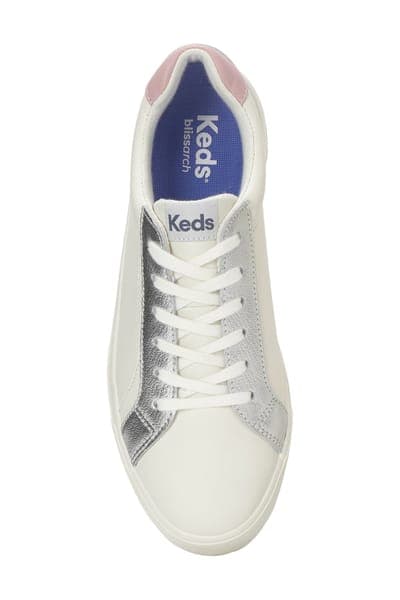 Keds Pursuit Leather Sneaker — Snow White/ Silver 5