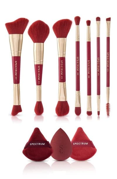 SPECTRUM Very Cherry 10-Piece Dual Ended Makeup Brush, Sponge & Puff Set $90 Value 1