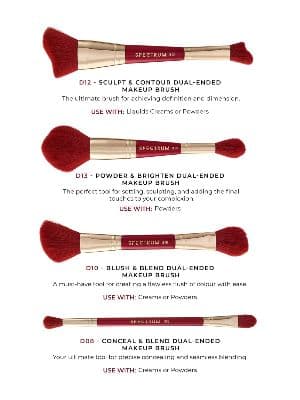 SPECTRUM Very Cherry 10-Piece Dual Ended Makeup Brush, Sponge & Puff Set $90 Value 2