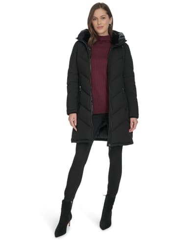 Women's Lined Hooded Puffer Coat 3