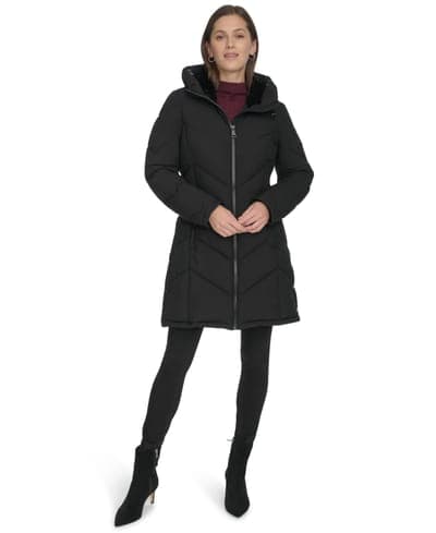 Women's Lined Hooded Puffer Coat 4
