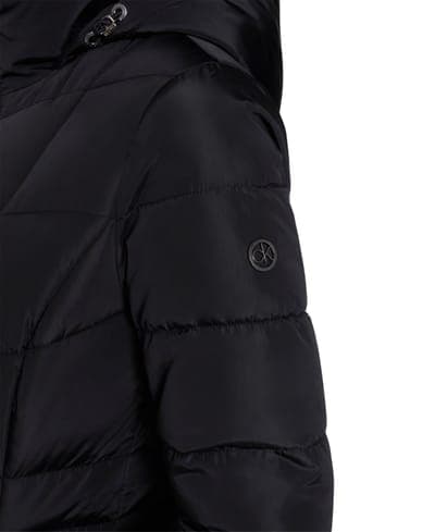 Women's Hooded Stand Collar Puffer Coat — Black 6