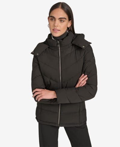 Women's Short Zip Front Puffer Jacket 1