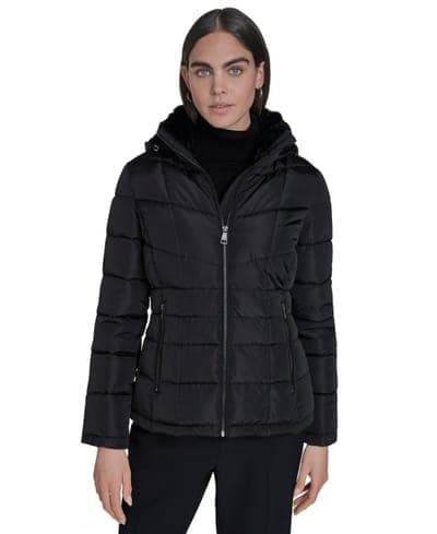 Women's Stand Collar Lined Puffer Jacket 1