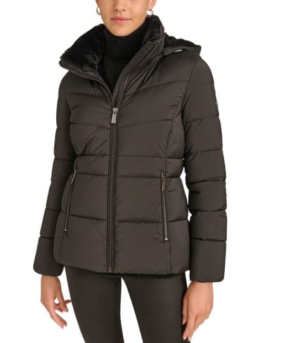 Women's Faux-Fur-Lined Hooded Puffer Coat 1