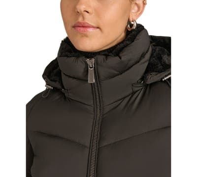 Women's Faux-Fur-Lined Hooded Puffer Coat 3