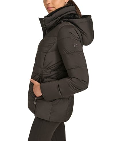 Women's Faux-Fur-Lined Hooded Puffer Coat 2