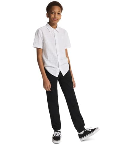 Boys' 8-20 Texture Stripe Woven Short-Sleeve Shirt 1