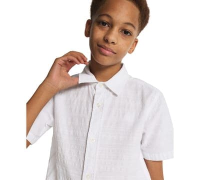 Boys' 8-20 Texture Stripe Woven Short-Sleeve Shirt 4