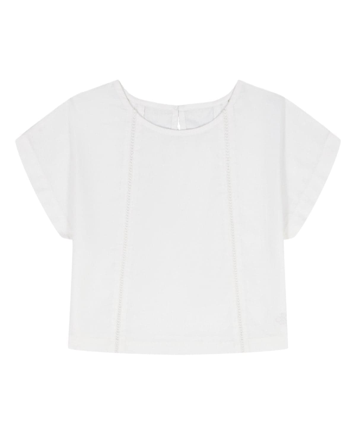 Girls' 8-16 Poplin Short-Sleeve Flutter Top