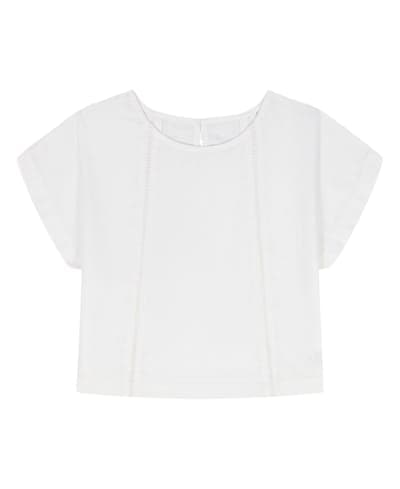 Girls' 8-16 Poplin Short-Sleeve Flutter Top 1