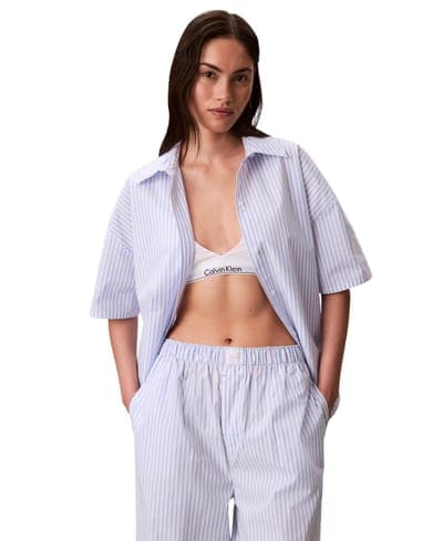 Women's Striped Short-Sleeve Pajama Shirt QS7652 1