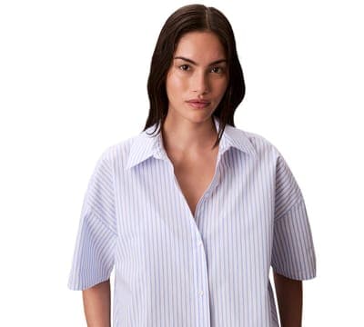 Women's Striped Short-Sleeve Pajama Shirt QS7652 3