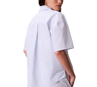 Women's Striped Short-Sleeve Pajama Shirt QS7652 4